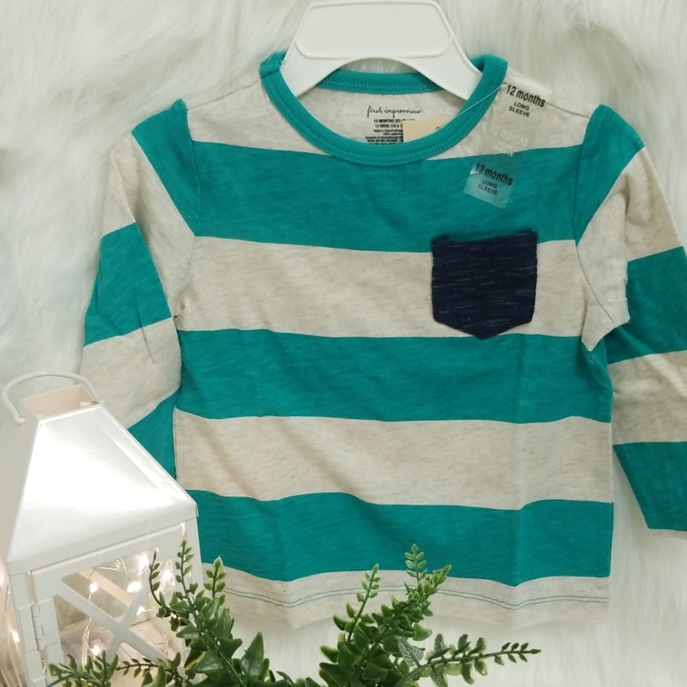 First Impressions Baby Boys Rugby Striped Shirt - Picture 2 of 3